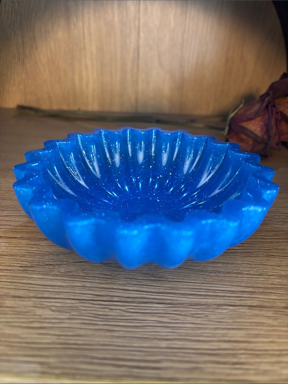 Blue Decorative epoxy, resin bowl - Home Art SMALL
